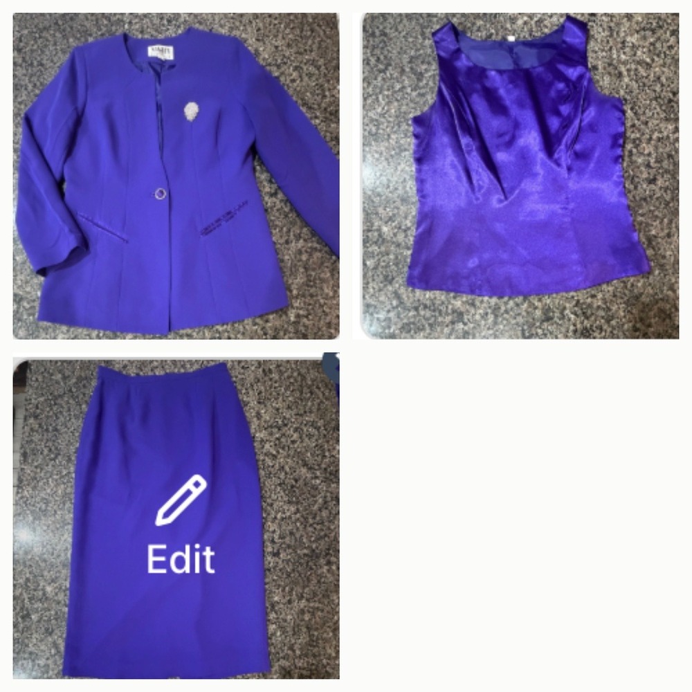 Night Studio New York Purple Blazer and Satin Shell Top Set Size 10 Rhinestone